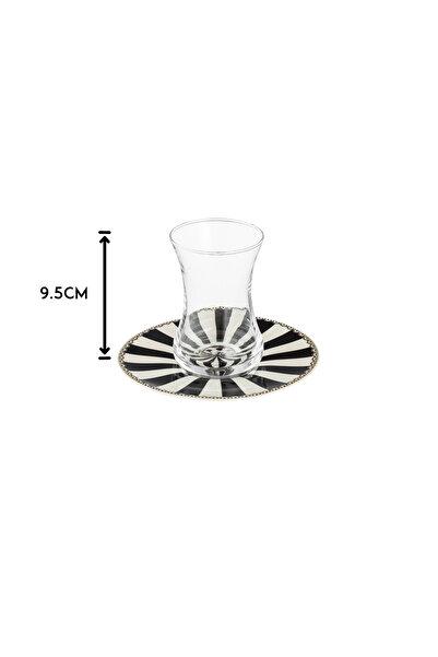 Dania Clear Glass Tea Cup Set with Porcelain Saucers, 6 Tea Cups + 6 Saucers