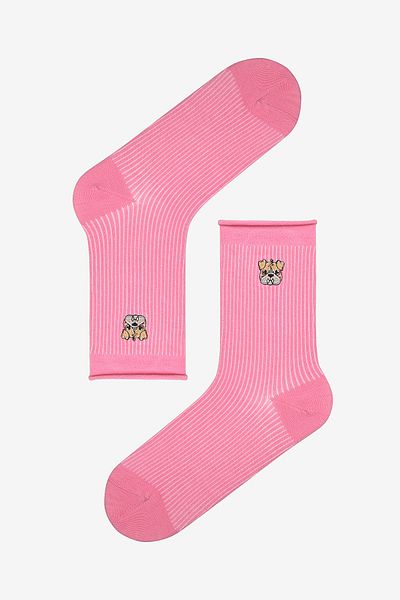 Penti Безшевни чорапи Puppy от 2 части Candy Pink White Toe