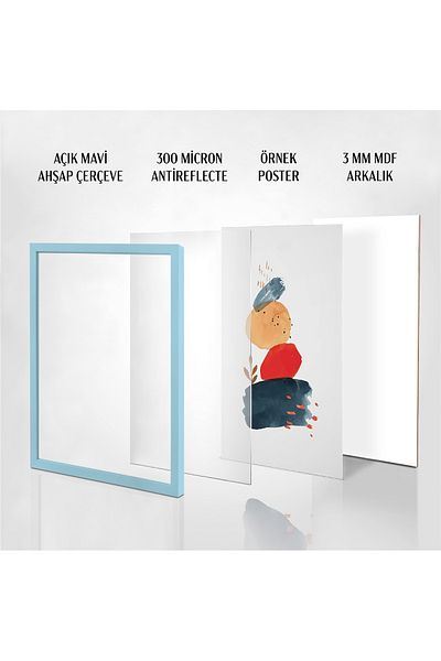 HOMEPACK Quad Light Blue Wood Framed Poster Frame, Blank Frame, 15X21-4Lu-Lightblue-Frame