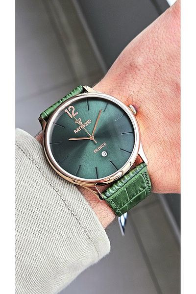 Raymond Rym-3875 Quartz Men's Classic Wristwatch - Steel Case and Leather Cord - 2 Years Warranty