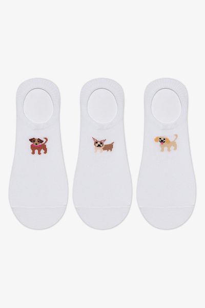 Penti 3 Pairs Cotton Dog Pattern Sneaker Socks
