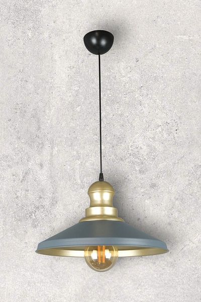 Fer Avize Azalea Modern Design Cafe Kitchen Gold Head Metal Anthracite Gold Color Single Chandelier (Without Bulb)