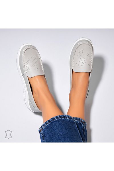 Joana Women's Loafers Natural Leather Gray Beatriz