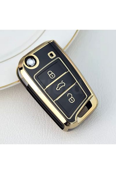 YıldızTuning Seat Ateca Switch Black-Gold Key Case Cover