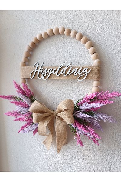 Okaliptus Tasarım Wooden Beaded Colorful Lavender Door Decor Home Gift Wall Ornament