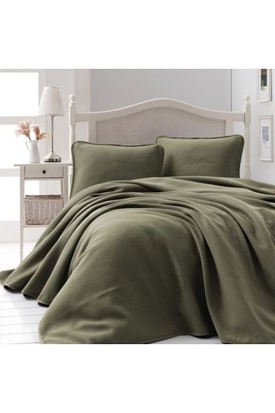 Şaheser Duvet cover set + 2 pillowcases, 100% cotton, 240x260cm, Liv khaki