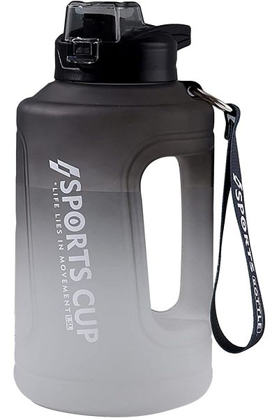 fulina 1500ml sports water bottle,leakproof,wide mouth,with handle and lanyard,for outdoor sports, black