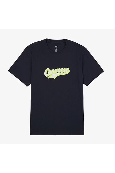 converse Tricou negru cu imprimeu clasic pentru bărbați