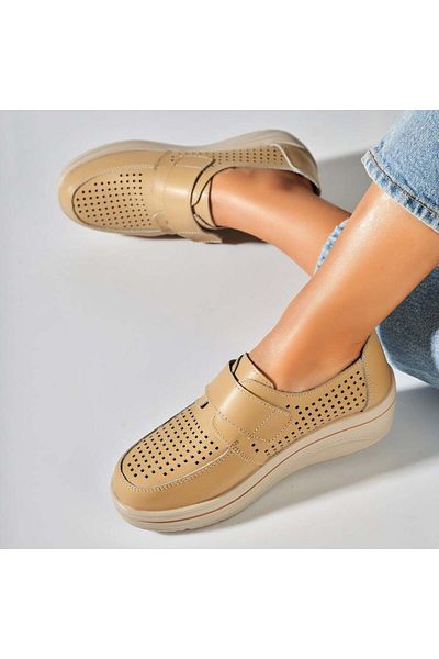 Joana Women's Loafers Natural Leather Beige Izana