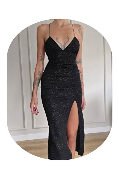 marsupilamistores Midi boy SİMSİZ siyah sırt çapraz ipli elbise