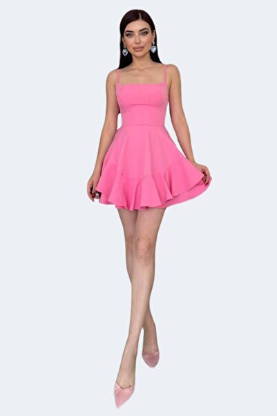 lovebox Pink Ball Gown and Yellow Graduation Dress - Floor Detailed and Adjustable Strap 102