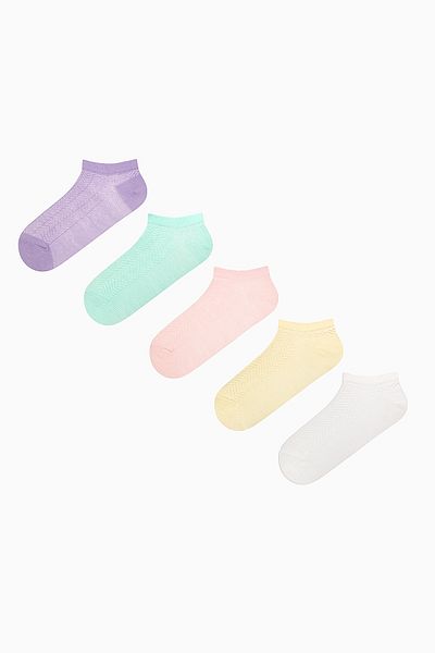 Penti Mehrfarbige rosa-blaue Zickzack-5er-Pack Booties-Socken