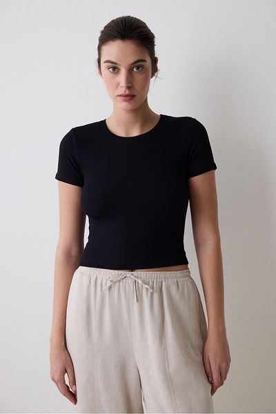 Penti Základné čierne tričko Crew Neck