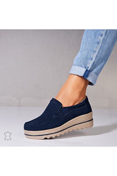 Joana Γυναικεία Μοκασίνια από Φυσικό Σουέτ Δέρμα σε Σκούρο Μπλε Σάλμα