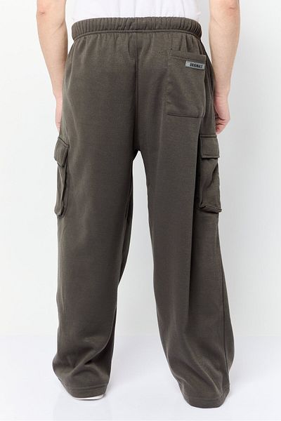 Originals by Brooklyn Cloth Men Regular Fit Embroidered Logo Cargo Pants, Dark Grey