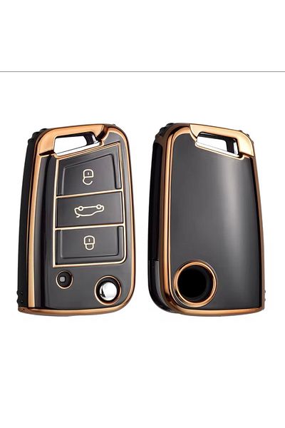 YıldızTuning Seat Ateca Switch Black-Gold Key Case Cover