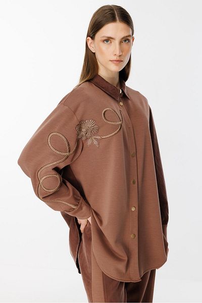 Ghisa Embroidery Detailed Set Brown