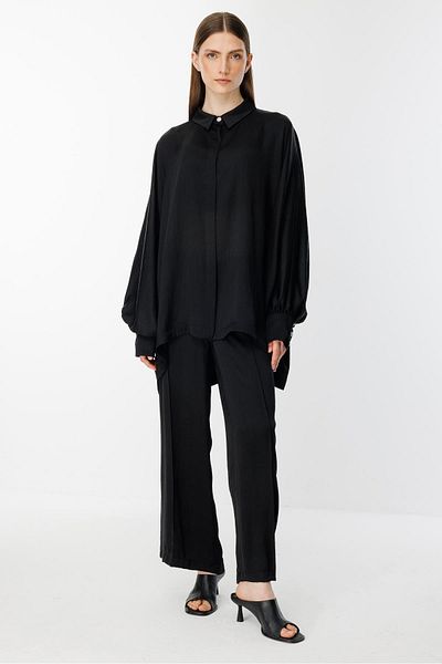 Ghisa Bat Sleeve Detailed Suit Black