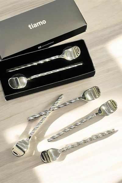 ÖzSa Home Set of 6 Stainless 18/10 Teaspoons Stainless Tarnish-Free Auger Presentation Spoon Steel Spoon 11 cm