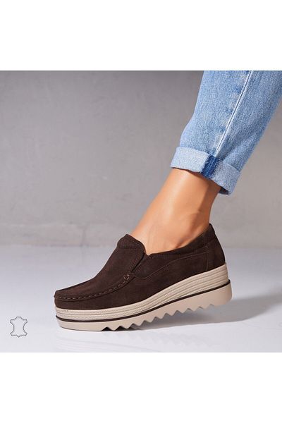 Joana Women's Loafers Natural Suede Brown Sulma