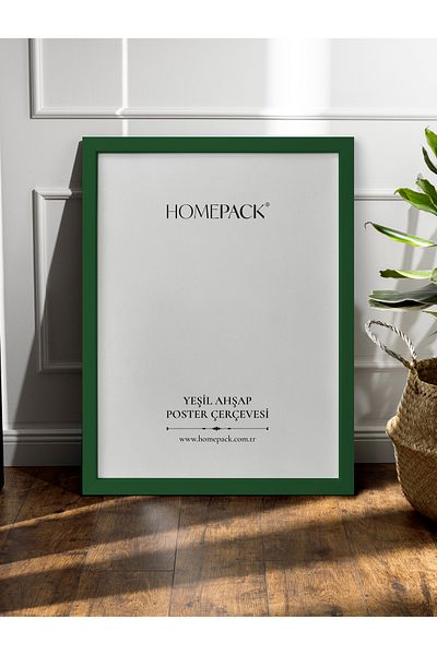 HOMEPACK 50X70 cm Green Wood Framed Poster Frame, Blank Frame, Green-Poster-50X70