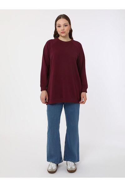 ALİA Φούτερ Basic Plus Size - Plum - Alia