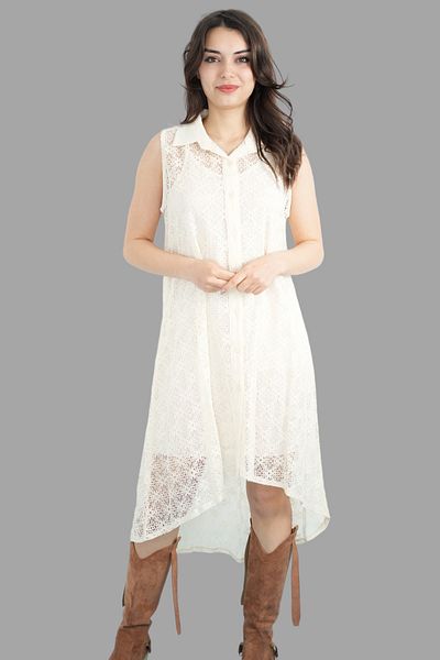 Miss Boheme Beige Color Collar Lace Dress