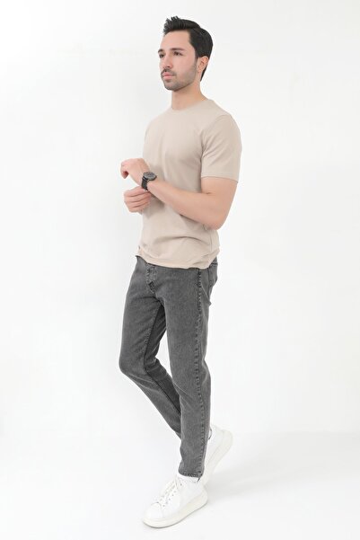 JB John Borners Чоловічі джинси-скінні, димчастого кольору, з лимкою на кнопках, з еластаном - 5602