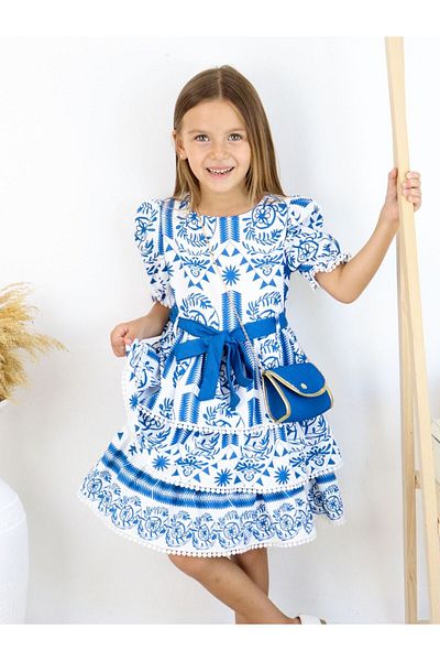 Cherrys Bebek Rochie de bumbac pentru fete cu model și geantă