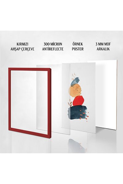 HOMEPACK Quad Red Wood Framed Poster Frame, Blank Frame, 15X21-4Lu-Red-Frame