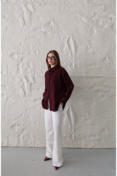 Laluvia Claret Red Oversize Shirt - 5310