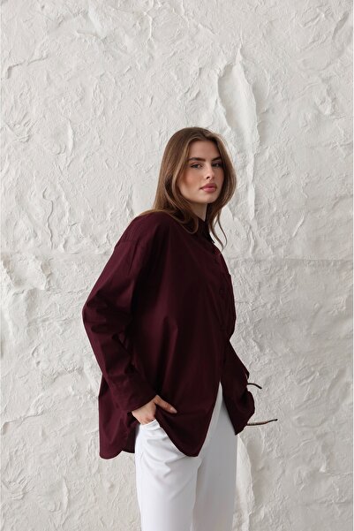 Laluvia Claret Red Oversize Shirt - 5310