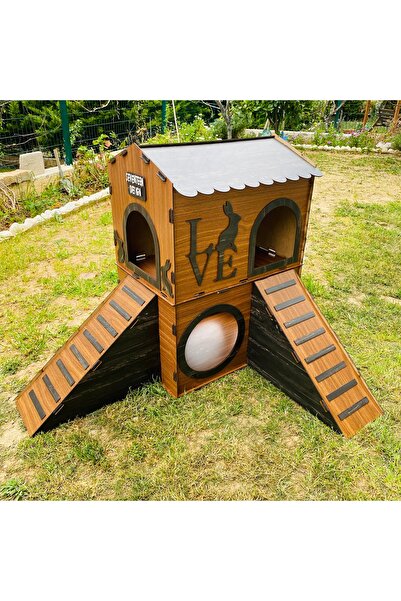 seventeen design Büyük Kahve-Siyah Tavşan Evi, Büyük Tavşan Yatağı, İki Katlı Tavşan Evi, Büyük Tavşan Yuvası