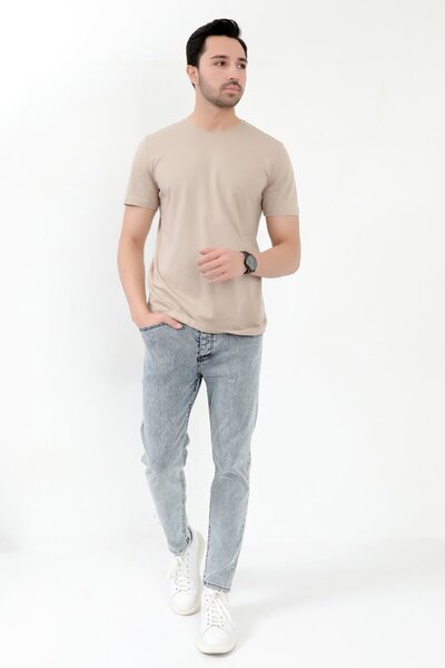 JB John Borners Мъжки тесни дънки, сини дънки от сняг, копчета, ликра - 5602