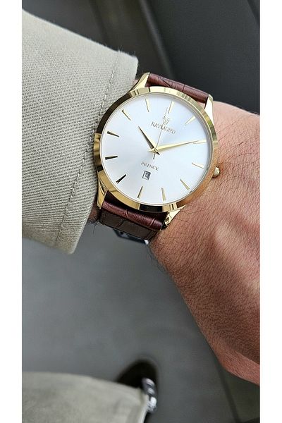 Raymond Rym-2034 Quartz Men's Classic Wristwatch - Steel Case and Leather Cord - 2 Years Warranty