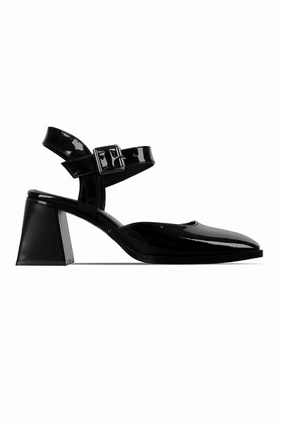 Lal Shoes & Bags Breda Women's Ankle Strap Buckle Detailed Blunt Toe Heeled Shoes-R.Si̇yah