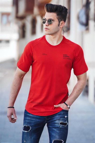 Madmext Men's Red Printed T-Shirt 4632