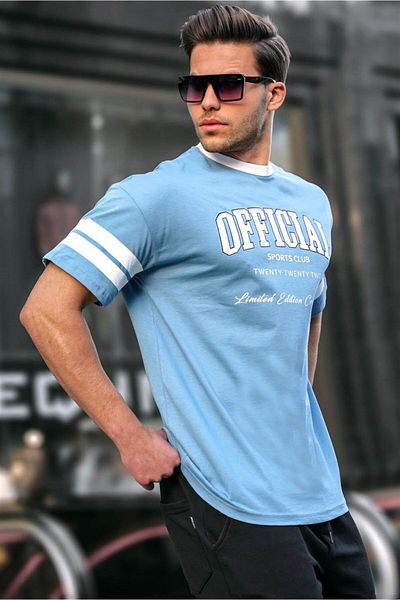 Madmext Tricou pentru bărbați supradimensionat cu imprimeu albastru
