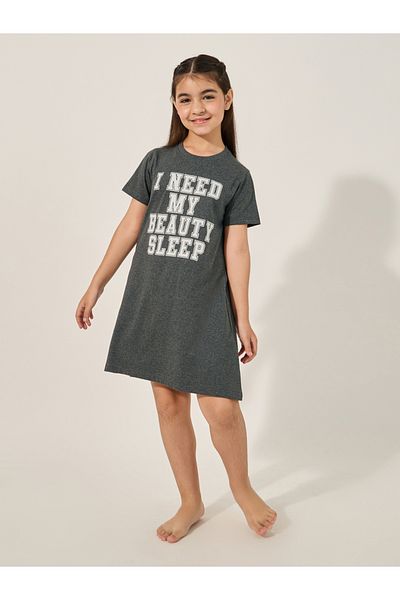 Styli Slogan Print Short Sleeve Nightdress