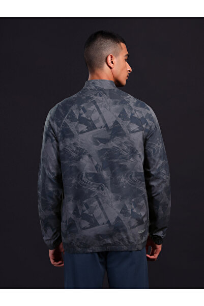 Technosport By Styli Men Printed Slim Fit Mock Neck Sports Jacket with TS FLEXI