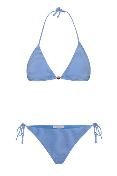 AQUELLA Textured Back Gathered Blue Bikini Set