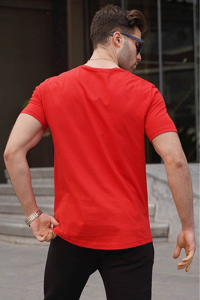 Madmext Printed Red Men's T-Shirt 4541