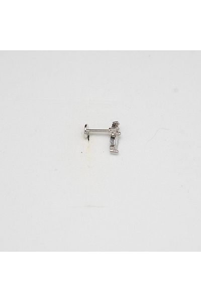 Piercing by Sever Stone Model Steel Piercing Silver/Silver Color and Transparent Stone (Targus Helix Conch Flat)