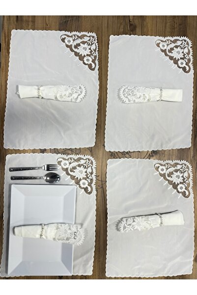 Eces Design Set de servire artizanal LALE Model American, 4 piese, șervețele ...