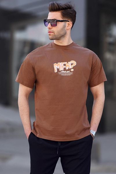 Madmext Ανδρικό T-Shirt σε καφέ στάμπα 6124