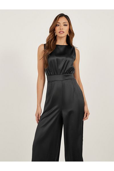 Styli Satin Sleeveless Wide Leg Jumpsuit