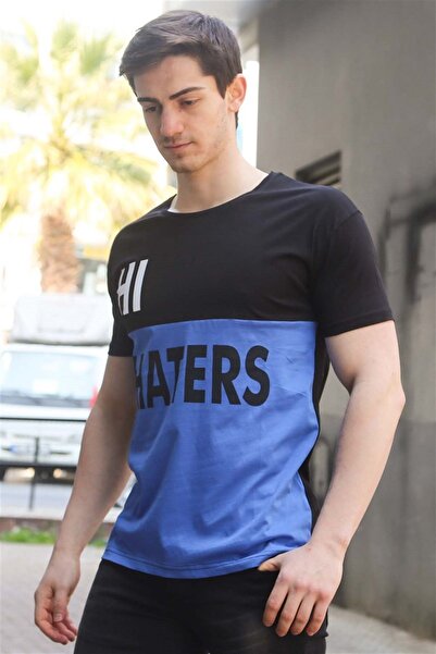 Madmext Έγχρωμο εμπριμέ μαύρο T-shirt 3089