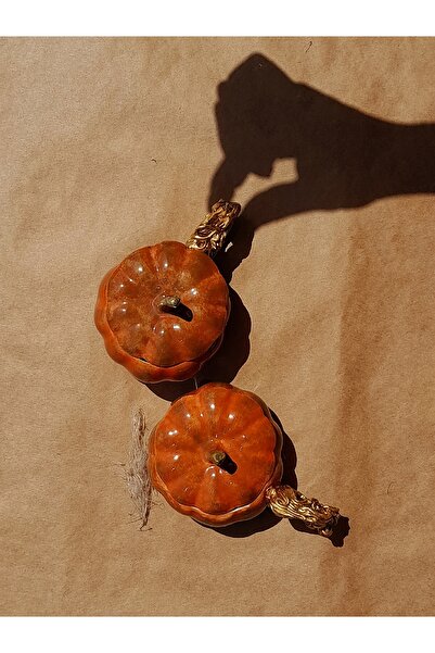 No8 Seramik Stüdyo Balkabağı 3'lü Fincan & Sunum Seti