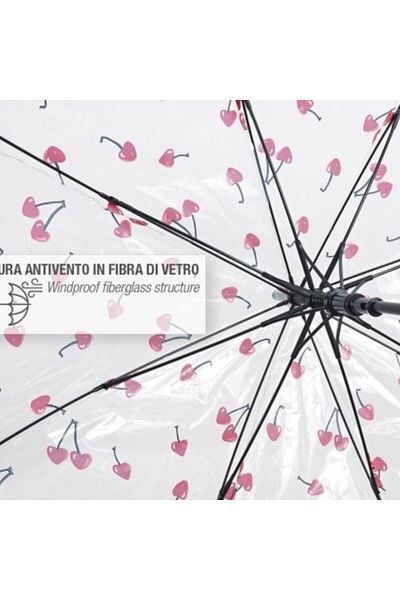 Perletti Transparent umbrella with cherries, Perletti, 82 cm, Collection Perletti Time