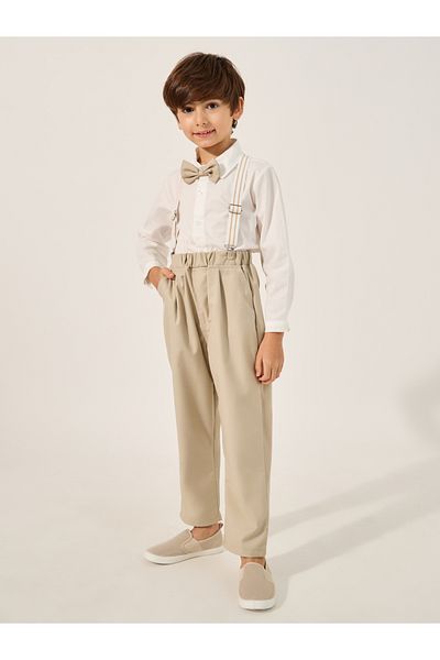 Styli Collared Shirt with Pant, Bow and Suspender